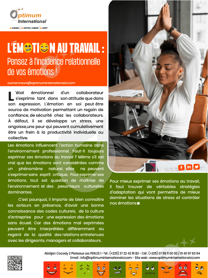 L'ÉMOTION AU TRAVAIL